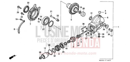 ENGRENAGE MENE DE SORTIE NTV650S de 1995